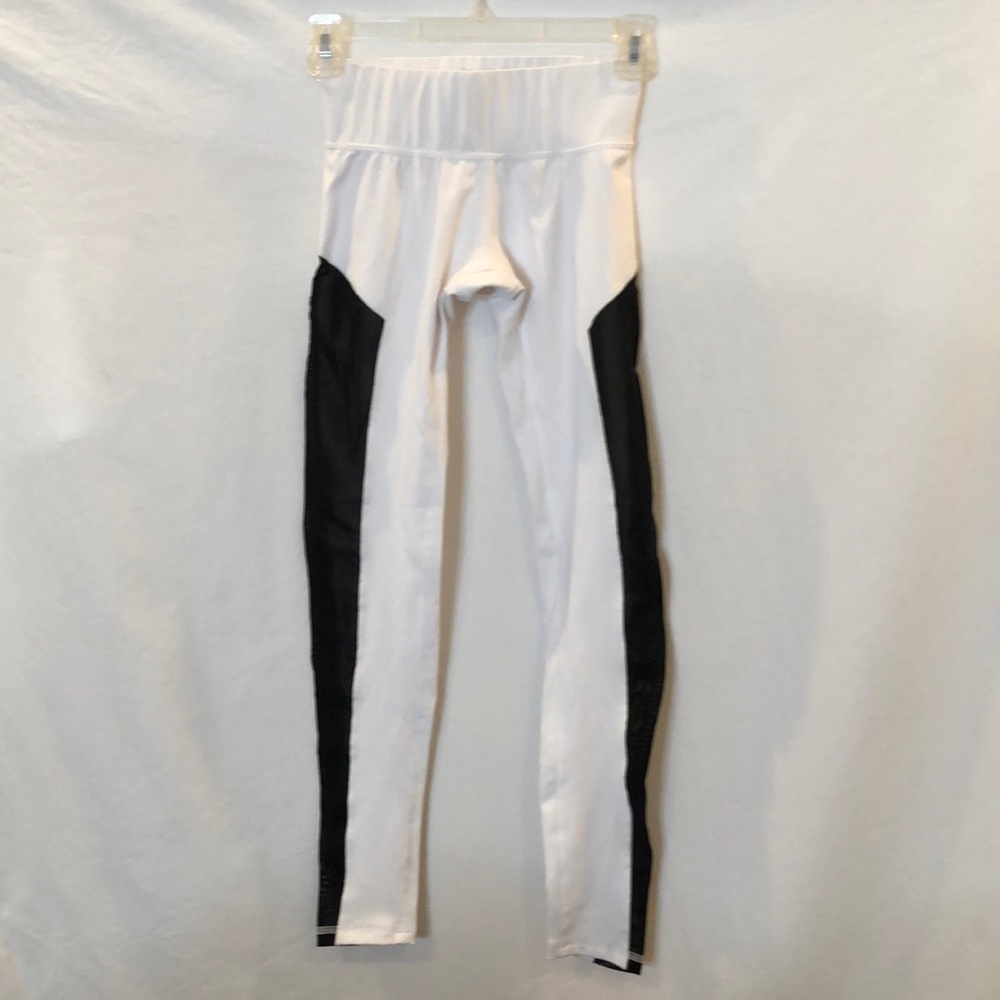 NWOT - White Leggings w/ Black Mesh